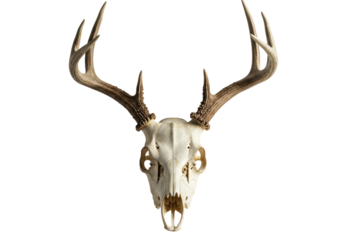 Isolated deer skull with antlers a nature item trophy taxidermy bone spooky dead animal