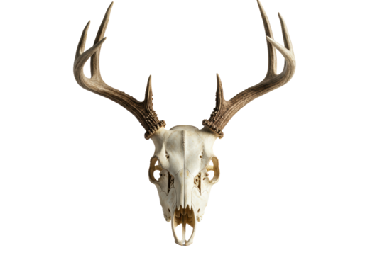 Isolated deer skull with antlers a nature item trophy taxidermy bone spooky dead animal