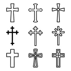 Fototapeta premium Collection of cross icons set of different styles of crosses for religious projects and christian themed designs