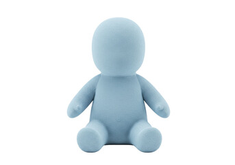 Isolated doll sits cross-legged, a cute and minimalist design perfect for childhood themes