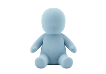 Isolated doll sits cross-legged, a cute and minimalist design perfect for childhood themes