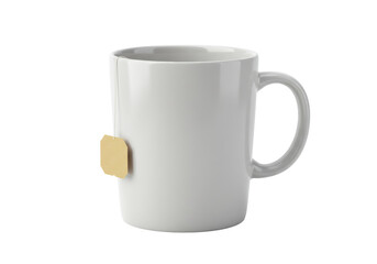 Isolated mug with teabag ready for brewing a relaxing cup of tea beverage at home