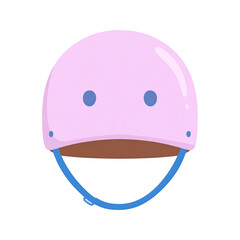 Fototapeta premium Pink safety helmet with blue strap and ventilation holes, designed for child protection during activities, shown on white background