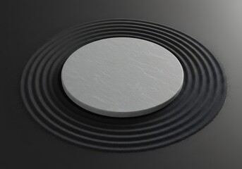 Fototapeta premium Mockup concentric circles with a stone platform on a dark background commercial usage