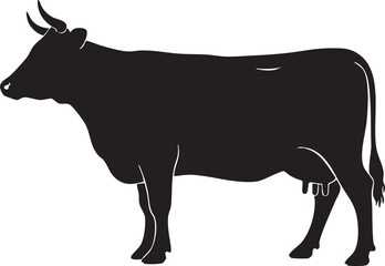 Simple black and white cow silhouette graphic