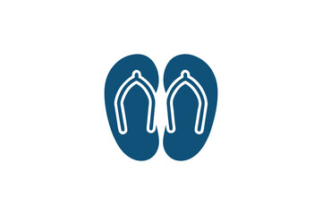 Simple Blue Flip Flops Icon Isolated on White Background Summer Footwear