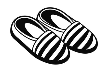 Pair of Striped Slippers Design on White Background Home Footwear