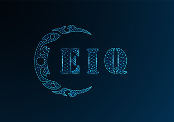 Low poly letter logo EIQ design. EIQ letter logo low poly vector design on blue color gradient background. EIQ logo low poly design