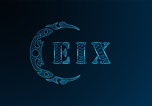 Low poly letter logo EIX design. EIX letter logo low poly vector design on blue color gradient background. EIX logo low poly design