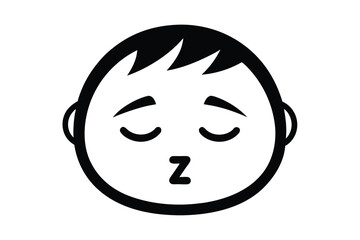 Fototapeta premium Sleeping Baby Face Outline Icon with Closed Eyes, Mouth, and Z Symbol