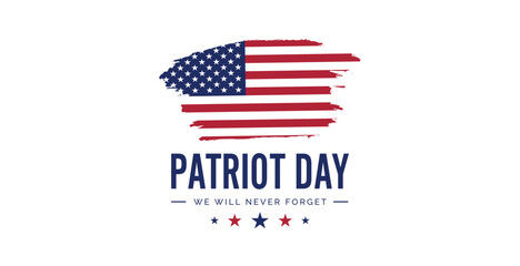 USA Patriot Day banner with American flag and lettering. Vector illustration. Day of remembering, September 11