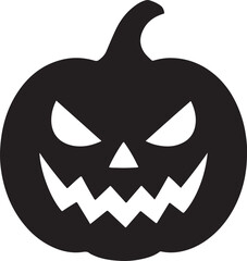 Scary pumpkin jack-o’-lantern silhouette. Spooky Halloween vector icon for decoration, party, poster, and festival.