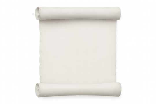 Rolled blank white paper scroll on transparent background offering ample copy space for customized text or design