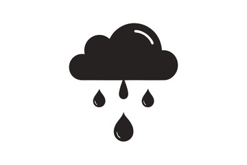 Rain Cloud with Water Drops Icon Weather Element on White Background