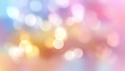 Dreamy pastel background of blurred, round light spots creating a soft, whimsical, and festive bokeh effect