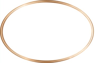Simple ellipse. Smooth, rounded gold thin ring. Clean aesthetic, elegant and modern design. Isolated on white