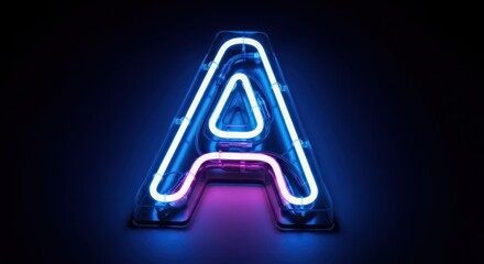 Vibrant Neon Letter A in Blue and Pink Light