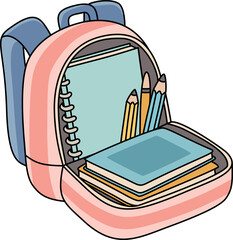 Cute Cartoon Backpack with School Supplies