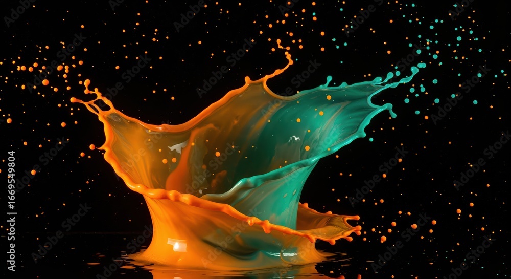 Aufkleber dynamic splash of color: an artistic display of two vibrant colors colliding and erupting in a visua