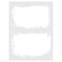 Grunge double photo frame template. Ink paint border with rough edges for social media post banner. Retro textured overlay. Rectangular black flyer on transparent background. Vector illustration.