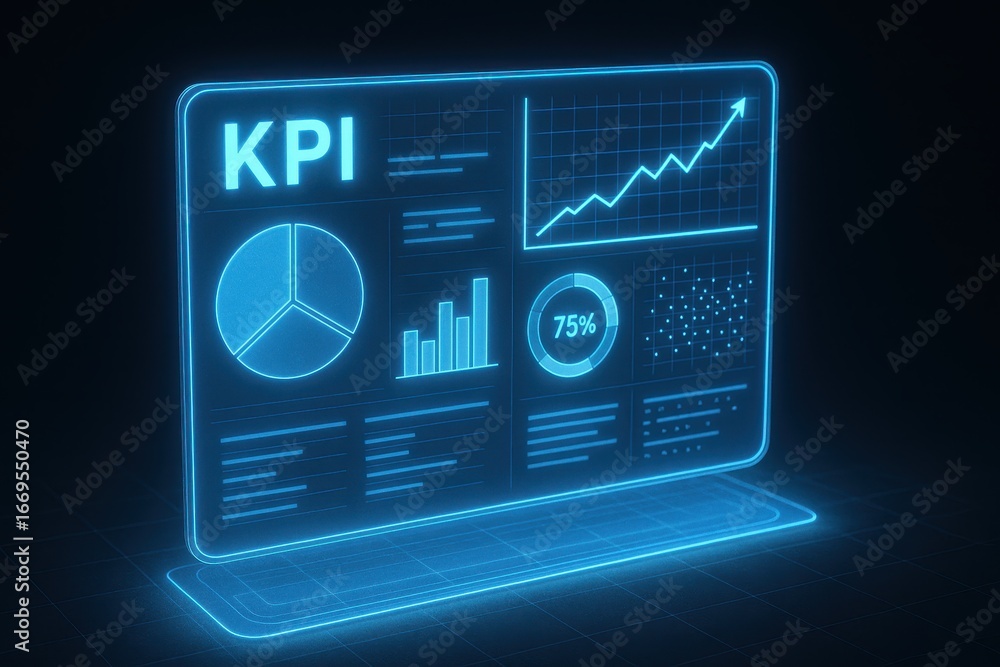 Poster kpi dashboard: a vibrant digital representation of a key performance indicator (kpi) dashboard, illu