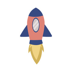 Cartoon Rocket Launching into Space