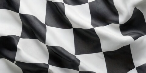 The Checkered Flag Waving Over Smooth Silk Texture Symbolizing Racing Victory