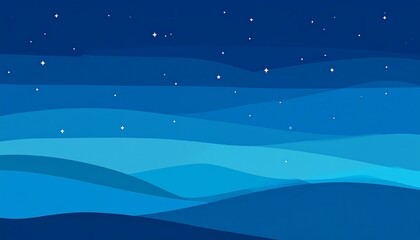 Fototapeta premium Abstract blue wavy landscape with stars.
