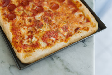 Golden Brown Crust & Bubbly Cheese: Freshly Baked Sheet Pan Pizz
