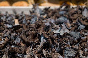 Fresh mushrooms in a market