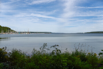 Harbour view of sailboats on Georgian Bay in Wiarton, Ontario