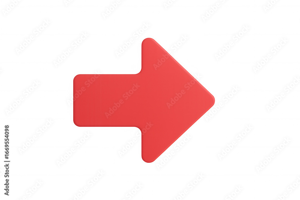 Poster simple red arrow pointing right on a transparent background, perfect for presentations and graphic d