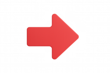 Simple red arrow pointing right on a transparent background, perfect for presentations and graphic design projects