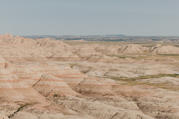 Afternoon view of Badlands National Park rock formations