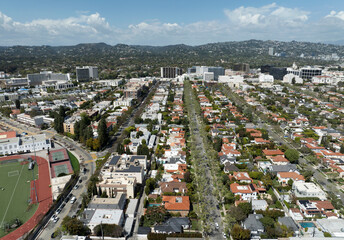 Beverly Hills Aerial Shot South of Wilshire Blvd California USA