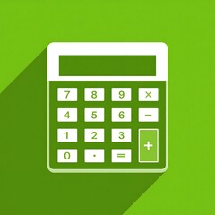 White Calculator Icon on Green Background