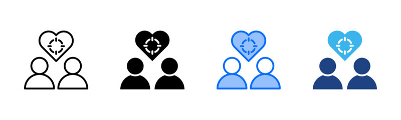 Customer Focus icon set multiple style collection