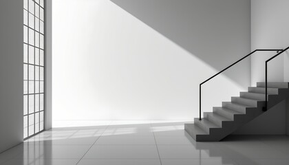 Obraz premium Abstract Modern Staircase Black and White