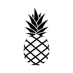 Obraz premium Isolated black and white pineapple with crosshatch pattern and spiky leaves on a white background