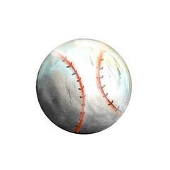 Isolated colorful baseball with scratches pencil sketch