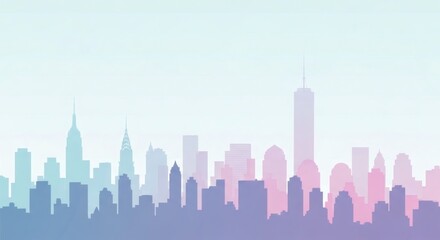Fototapeta premium Pastel Skyline A Dreamy Cityscape Illustration