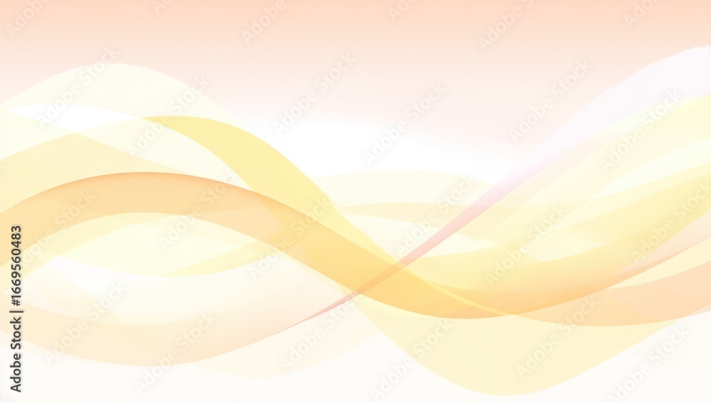 Aufkleber abstract swirls of golden and peach ribbons float against a pale gradient backdrop, creating a soft,