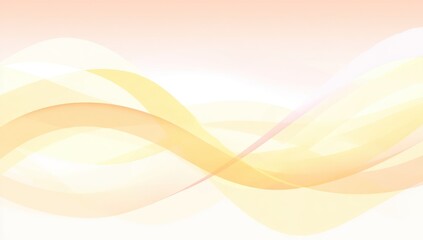Abstract swirls of golden and peach ribbons float against a pale gradient backdrop, creating a soft, flowing, and ethereal aesthetic