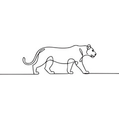 Continuous line of walking standing Wildlife .Single one line art of wild Wildlife , One continuous line illustration of an Wildlife isolated on white background.