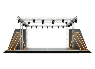 Modern stage lighting rig and platform isolated on transparent background