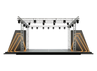 Modern stage lighting rig and platform isolated on transparent background