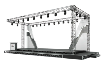 Modern stage lighting rig and platform isolated on transparent background