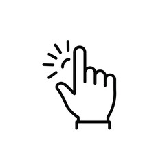 A hand cursor icon with a pointing index finger and radiating lines