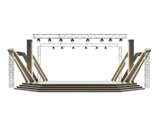 Modern stage lighting rig and platform isolated on transparent background