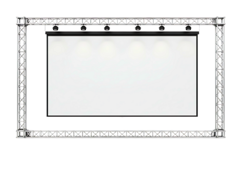 Stage lighting truss with blank projection screen isolated on transparent background - Powered by Adobe